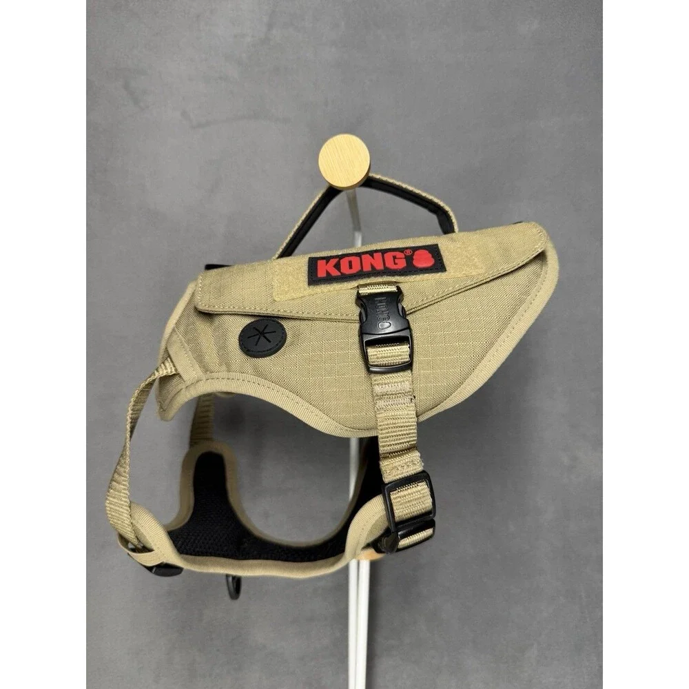 KONG Tactical Dog Harness Vest Size Small with Carry Pouches Handle Tan Khaki